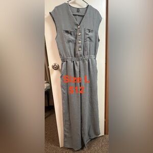 SHEIN Charcoal Button-Up Jumpsuit